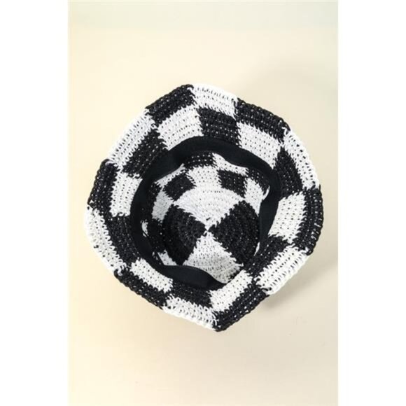 Fame Checkered Pattern Knit Bucket Hat - Picture 3 of 5
